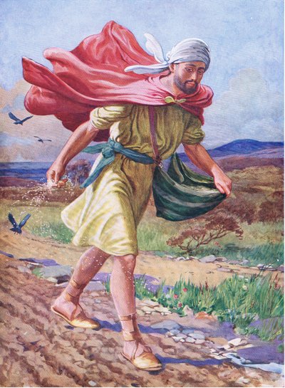 Kylväjä, Thomas Nelsonin julkaisemasta Raamatun kuvakirjasta, n. 1950 (värilitografia). tekijältä English School