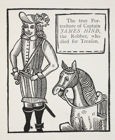Todellinen muotokuva kapteeni James Hindista, ryöstöstä, joka kuoli maanpetoksesta, kuvitus John Ashtonin kirjasta Chap-books of the Eightenth Century, pub. 1882 tekijältä English School