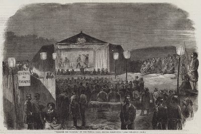 "Theatre des Zouaves" ranskalaisessa leirissä ennen Sebastopolia (kaiverrus) tekijältä English School