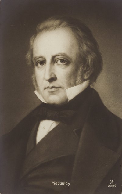 Thomas Babington Macaulay (1800-1859), englantilainen poliitikko ja historioitsija (litografia). tekijältä English School