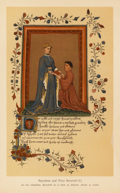 Thomas Hoccleve ja Henrik V (värilitografia) tekijältä English School