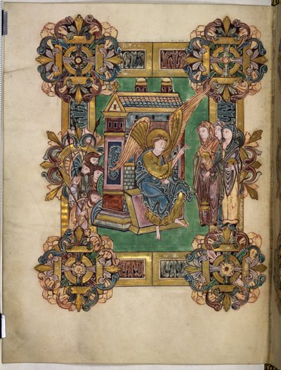 Kolme mariaa haudalla, Pyhän Æthelwoldin siunaus, n. 963-984 (muste ja kulta pergamentilla) tekijältä English School