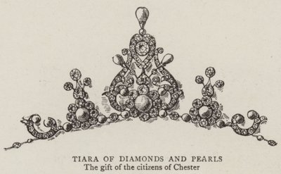 Timanttien ja helmien tiara (kaiverrus) tekijältä English School