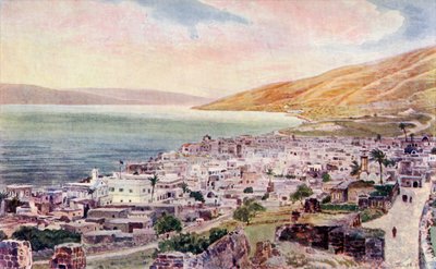 Tiberius ja Galileanmeri, Israel, n. 1910 (väri litho) tekijältä English School