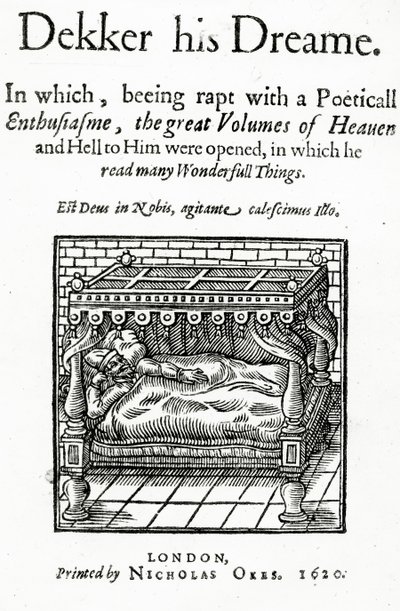 Thomas Dekkerin Dekker hänen unelmansa nimilehti, julkaistu 1620 tekijältä English School