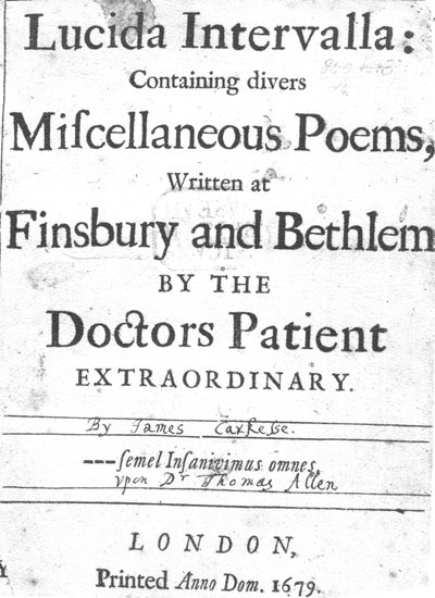 James Carkessen Lucida Intervallan nimilehti, julkaistu 1679 (painettu paperi) tekijältä English School