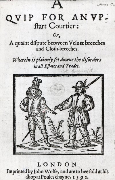Robert Greenen 1592:n Viha upstart-hovimiehelle otsikkosivu tekijältä English School