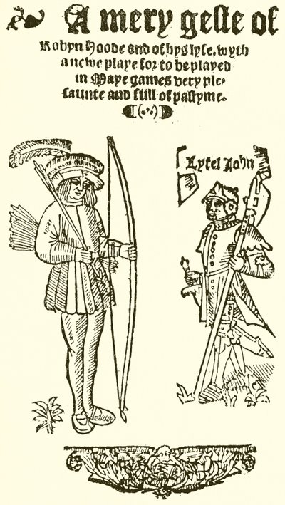 Robyn Hoodin iloinen esitys, 1550, otsikkosivu tekijältä English School