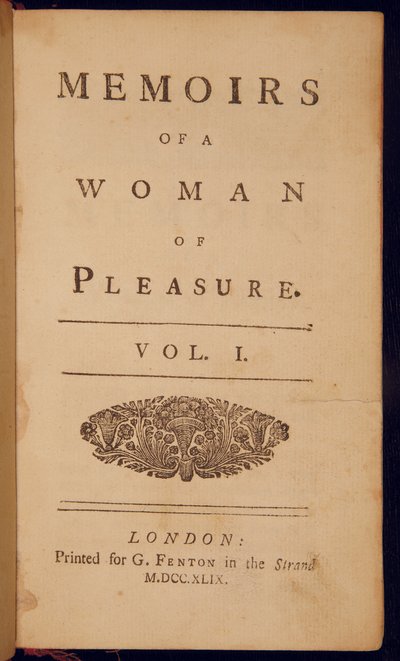 John Clelandin "Memoirs of a Woman of Pleasure" otsikkosivu tekijältä English School
