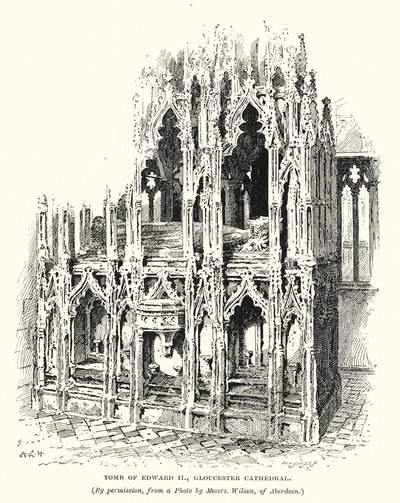 Kuningas Edward II:n hauta, Gloucesterin katedraali (kaiverrus). tekijältä English School