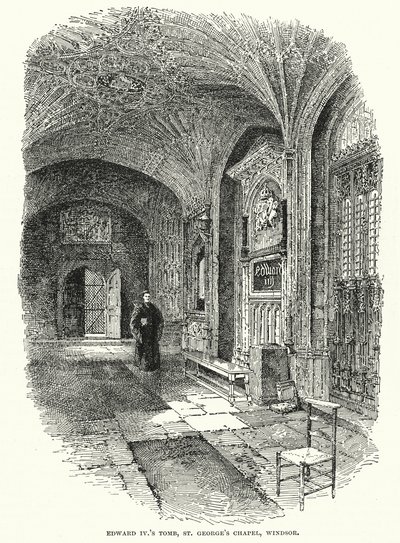 Kuningas Edward IV:n hauta, Pyhän Yrjön kappeli, Windsor (kaiverrus). tekijältä English School