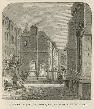 Oliver Goldsmithin hauta Inner Templen kirkkopihalla tekijältä English School