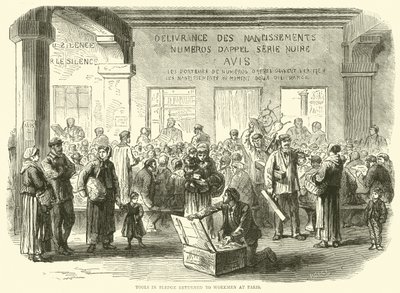 Pledgen työkalut palautettiin työmiehille Pariisiin joulukuussa 1870 tekijältä English School