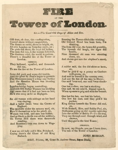 Tower of London Fire, 1841 tekijältä English School