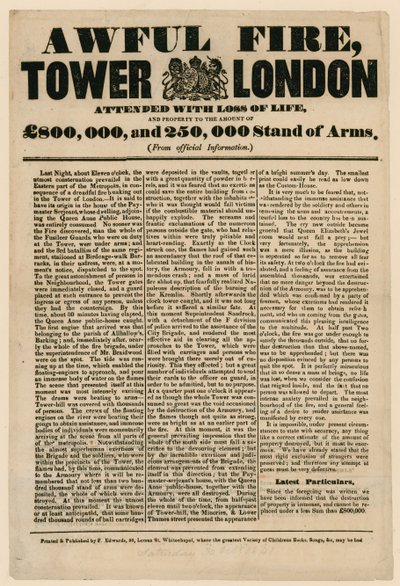 Tower of London Fire, 1841 tekijältä English School