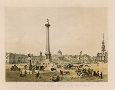 Trafalgar Square, National Gallery ja St Martins Church tekijältä English School