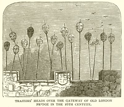 Petturit kulkevat Gateway of Old London Bridgen yli 1500-luvulla tekijältä English School