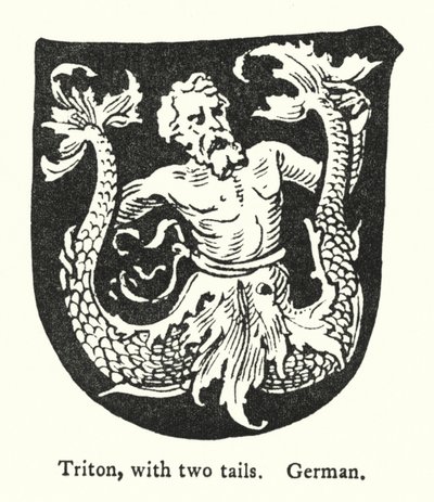Triton, kaksi häntää, saksalainen (kaiverrus) tekijältä English School