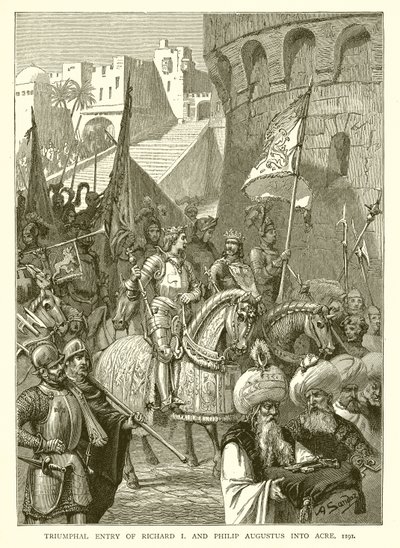 Richard I:n ja Philip Augustuksen voittokulku Acre, 1191 tekijältä English School