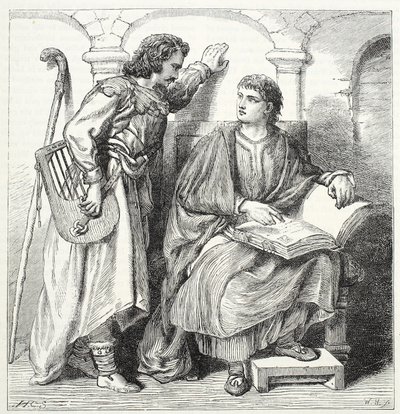 Trubaduuri ja Barbe, kuvitus James Aitken Wylien (1808-1890) Protestantismin historiasta, pub. 1878 tekijältä English School