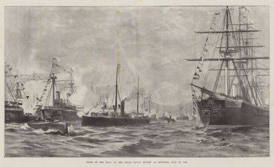 Laivaston tyypit Royal Naval Reviewissa Spitheadissa, 23. heinäkuuta 1887 (litho) tekijältä English School