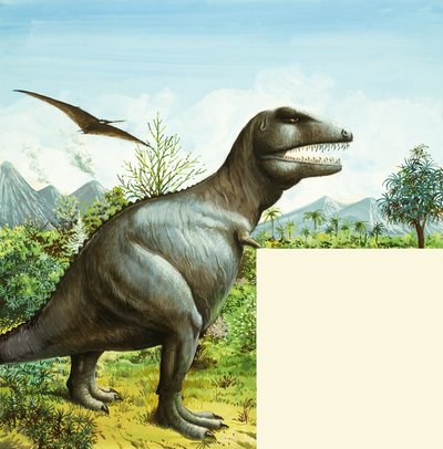 Tunnistamaton dinosauruskohtaus T Rexin ja Pterodactylin kanssa tekijältä English School