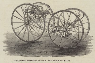 Velocipede esitettiin Walesin prinssille HRH:lle (kaiverrus) tekijältä English School