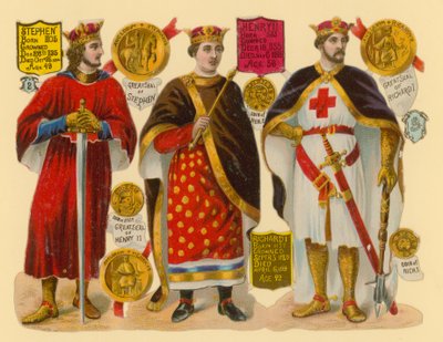 Viktoriaaninen romu: kuningas Stephen, kuningas Henrik II, kuningas Richard I tekijältä English School