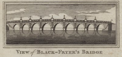 Näkymä Blackfriars Bridgelle, Lontoo (kaiverrus) tekijältä English School