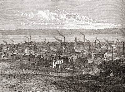 Näkymä Dundeesta, Skotlanti, julkaisusta "Cities of the World", julkaistu noin vuonna 1893 (vedos). tekijältä English School