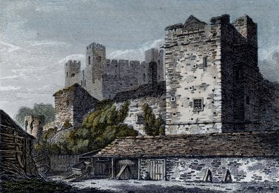 Näkymä Rochesterin linnalle, Kentissä. noin 1830 tekijältä English School