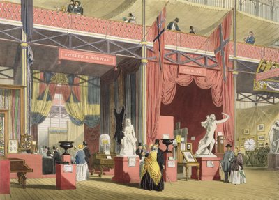 Näkymä Ruotsin, Norjan ja Tanskan osista vuoden 1851 suuressa näyttelyssä, Dickinsons Comprehensive Pictures -kuvasta tekijältä English School