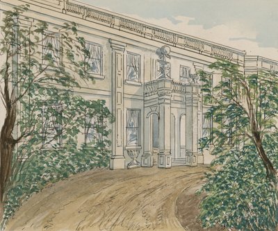 Näkymä talosta nro 2 Palace Green, Kensington, jossa Thackery kuoli (wc paperilla) tekijältä English School