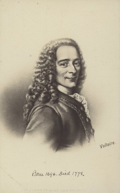 Voltaire (1694-1778), ranskalainen kirjailija, filosofi ja näytelmäkirjailija (litografia). tekijältä English School