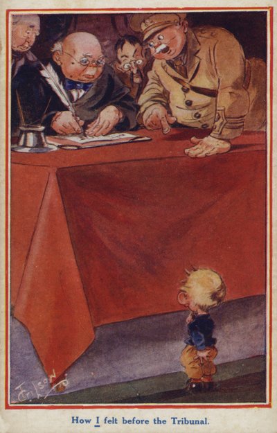 WW1 sarjakuva propagandapostikortti aseistakieltäytyjästä tekijältä English School
