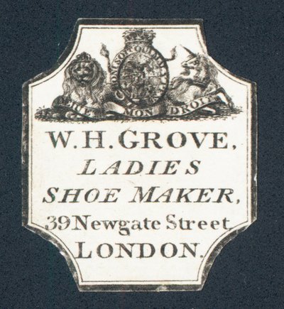 W H Grove, Ladies Shoe Maker, kauppakortti tekijältä English School