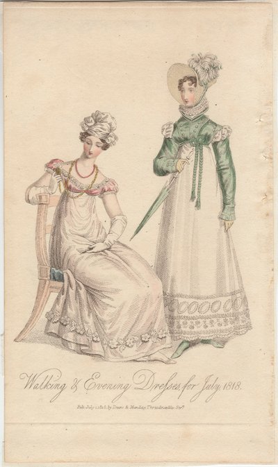 Kävely- ja iltapuvut heinäkuussa 1818, julkaisija Dean  Munday. tekijältä English School