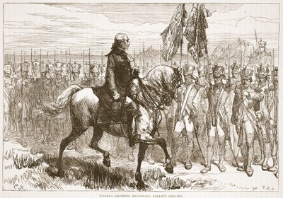 Warren Hastings arvostelee Pearses-saraketta, kuvitus James Grantin Cassells Illustrated History of Indiasta, pub. 1879 tekijältä English School