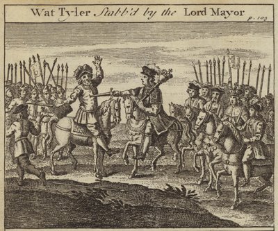Lontoon lordipormestari William Walworth puukotti Wat Tyleriä, talonpoikien kapina, 1381 tekijältä English School