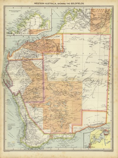 Länsi-Australia, joka näyttää Goldfields (väri litho) tekijältä English School