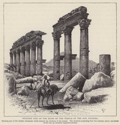 Auringon temppelin raunioiden länsipuolta, Palmyra (kaiverrus). tekijältä English School