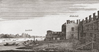 Whitehall, Lontoo, sellaisena kuin se oli 1700-luvulla, J. R. Greenin teoksesta A Short History of the English People, julkaistu 1893 tekijältä English School