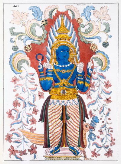 Wiebesana Dewa Raja, neljän kukkulan vartijat, Edward Uphamin teoksesta Buddhalaisuuden historia ja oppi, 1829 tekijältä English School