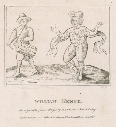 William Kempe, Dogberryn alkuperäinen esiintyjä elokuvassa Much Ado About Nothing tekijältä English School