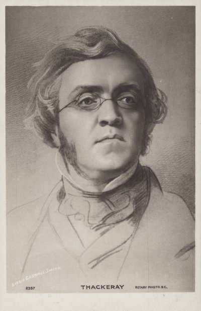 William Makepeace Thackeray (1811-1863), englantilainen romaanikirjailija (litografia) tekijältä English School
