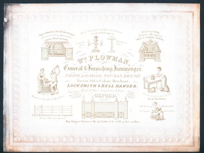 William Plowman, kenraali- ja huonekalukauppias, kauppakortti tekijältä English School