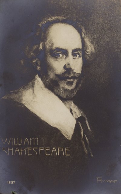 William Shakespeare (noin 1564-1616), englantilainen näytelmäkirjailija ja runoilija (litografia). tekijältä English School