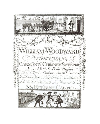 William Woodward, Nightman, Carman ja savupiipun lakaisukone, No. 1 Mary-Le-Bone Passage, Wells Street, Oxford Market, Lontoo tekijältä English School