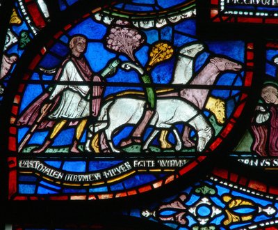 Ikkuna n2, joka esittää kohtauksen St Thomas Becket Miracle -ikkunasta: Richard Sunievesin tarina tekijältä English School