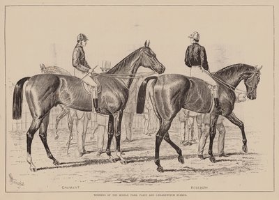 Middle Park Plate- ja Caesarewitch Stakes -kilpailujen voittajat (kaiverrus). tekijältä English School